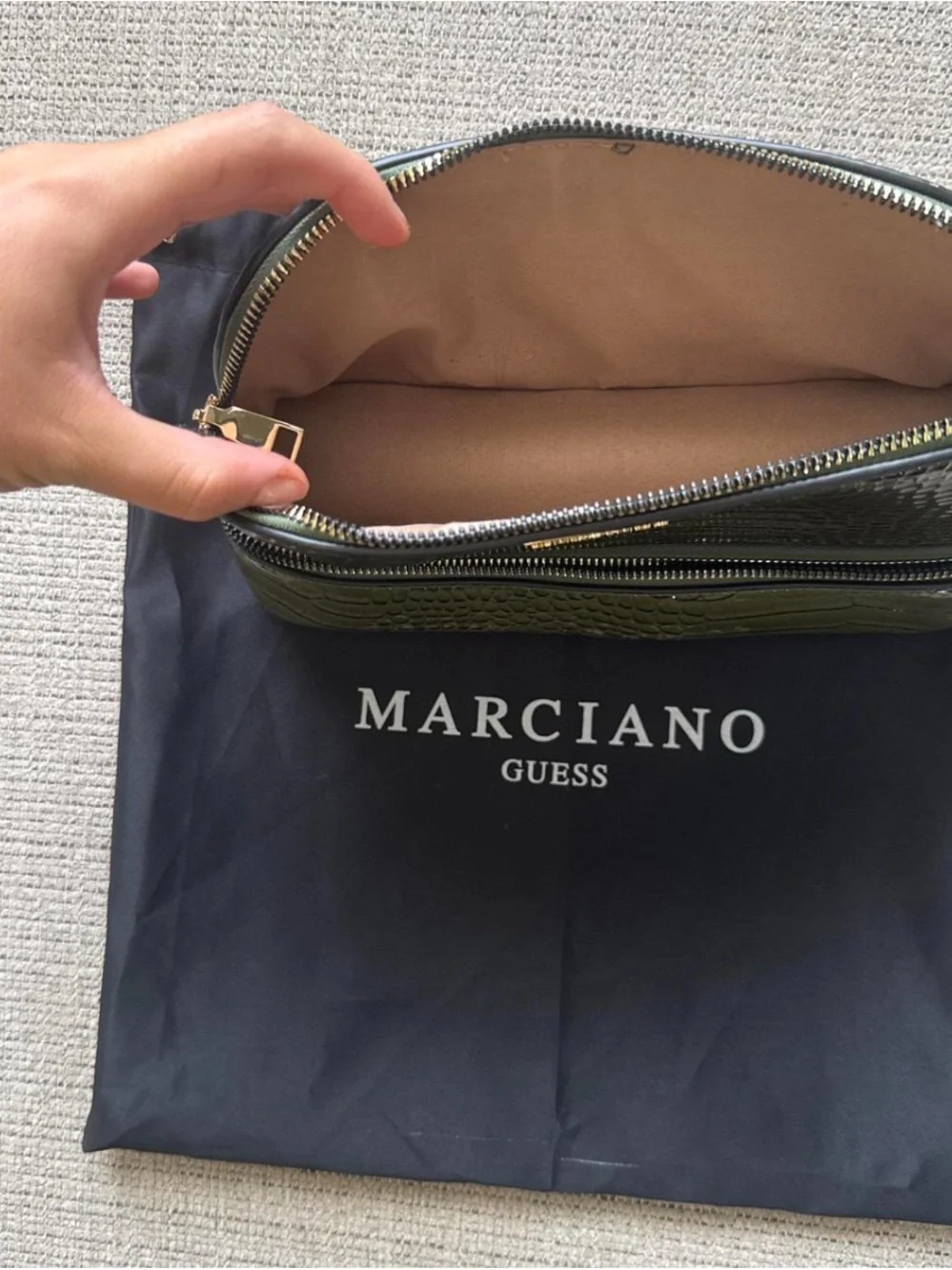Marciano Olive Croc-Embossed Bag